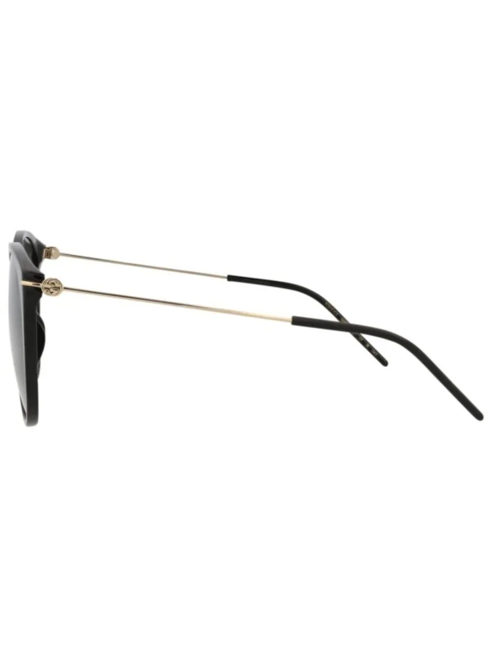 New Gucci Women's Sunglasses Cat Eye Recycled Acetate Frame Black Gold Grey